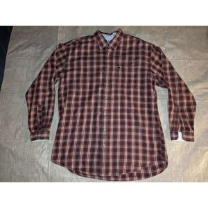 LL Bean Men's Red Plaid Long Sleeve Button Up Size Large Tall